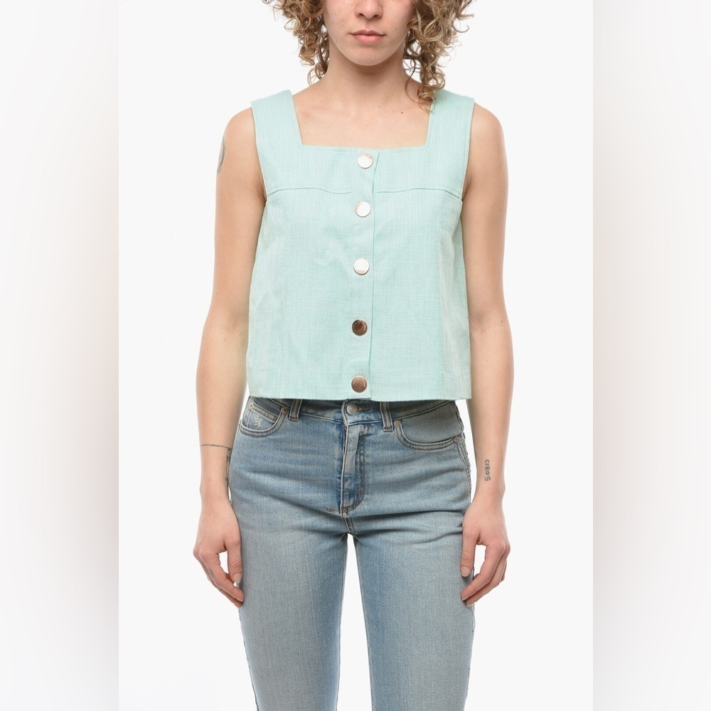 See By Chloe Sleeveless Button Up Crop Top